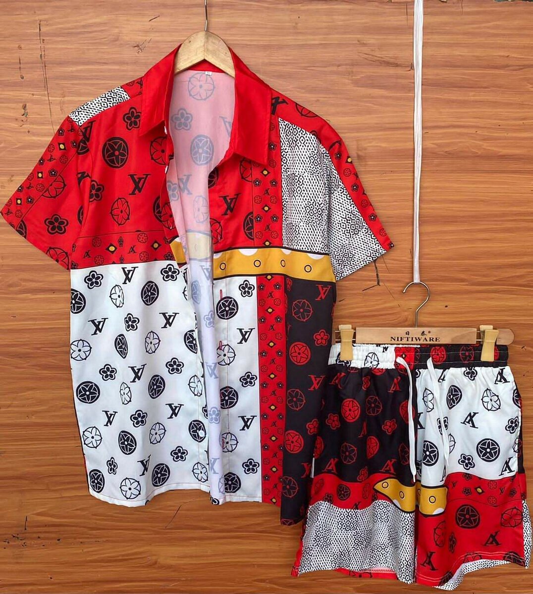 VINTAGE SHIRT TOP AND DOWN SHORTS