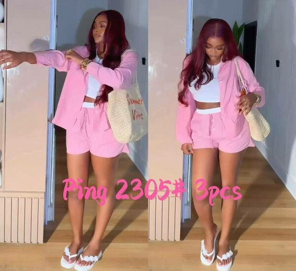 Tenue 2 pièces rose femme