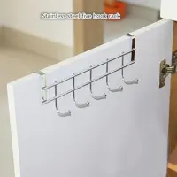 big size 6Punch-Free Hooks Door Rear Stainless Steel Storage Holder Kitchen Bathroom Cabinet Back Type Coat Towel Hanger Organizer Gifts