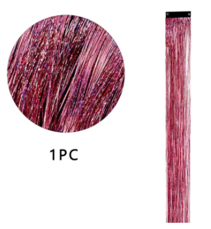 Clip In Hair Tinsel, Fairy Hair Tinsel Kit 48 CM Glitter Colorful Clip On Tinsel Hair Extensions for Girls Hair Accessories Part