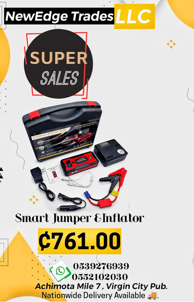 Smart jump starter with Tire inflator