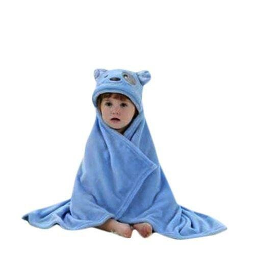 Drap Serviette Bébé Tête Nounours - Bleu