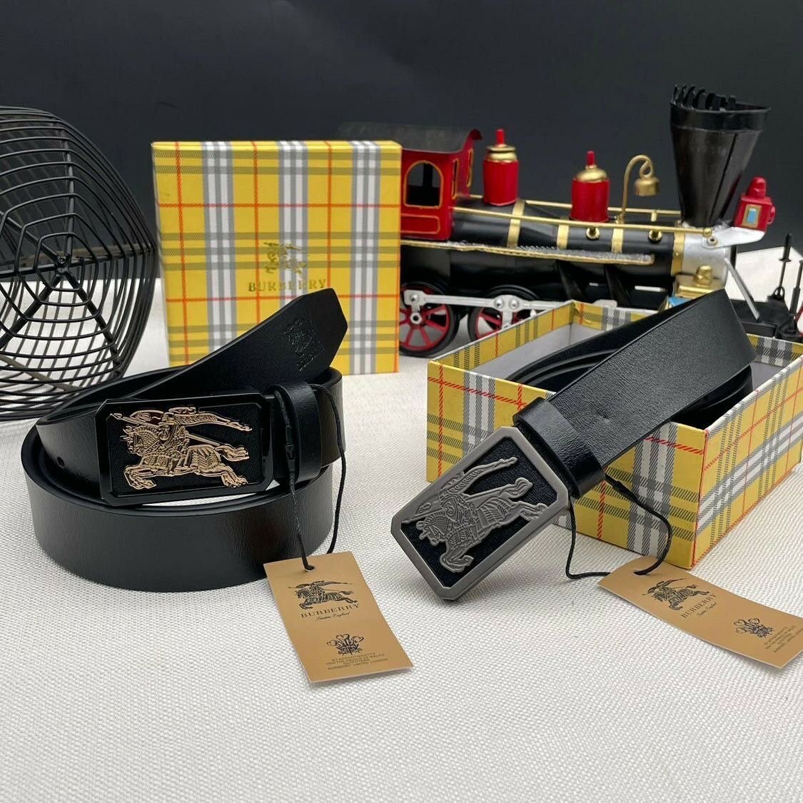 Designer belts are available