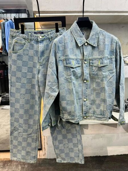Ensemble denim à carreaux