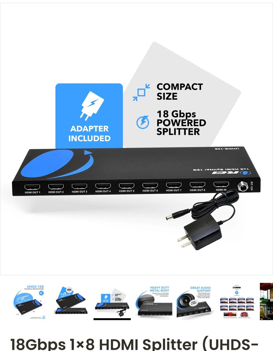 OREI UHDS-108: 1X8 18GBPS 4K HDMI SPLITTER