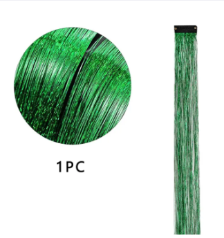 Clip In Hair Tinsel, Fairy Hair Tinsel Kit 48 CM Glitter Colorful Clip On Tinsel Hair Extensions for Girls Hair Accessories Part