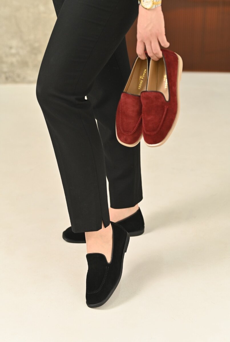 Лоферы из натуральной замши и кожи