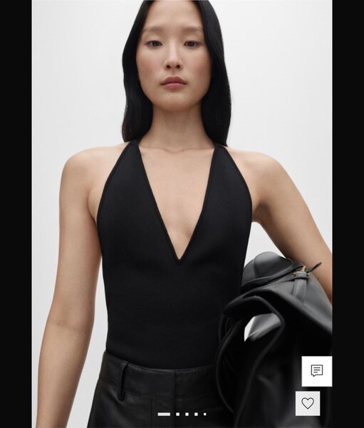 Body noir à col en V pour femme