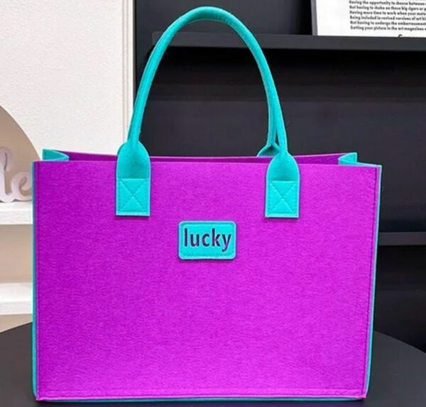 Sac cabas femme violet et turquoise 'lucky'