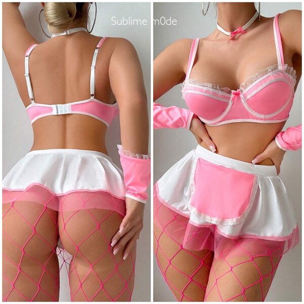 Ensemble lingerie rose séduisant