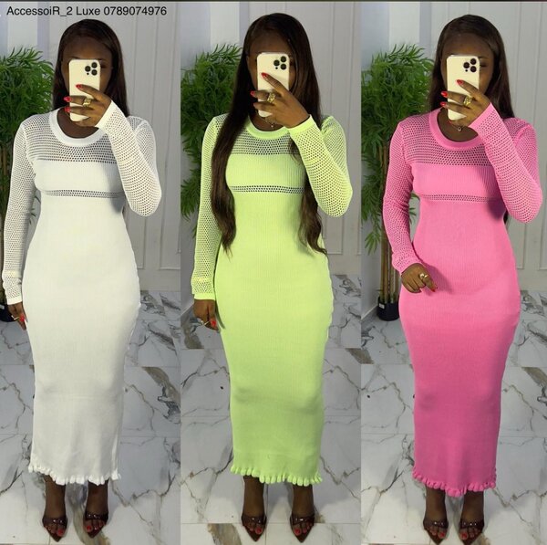 Robe longue maille ajourée