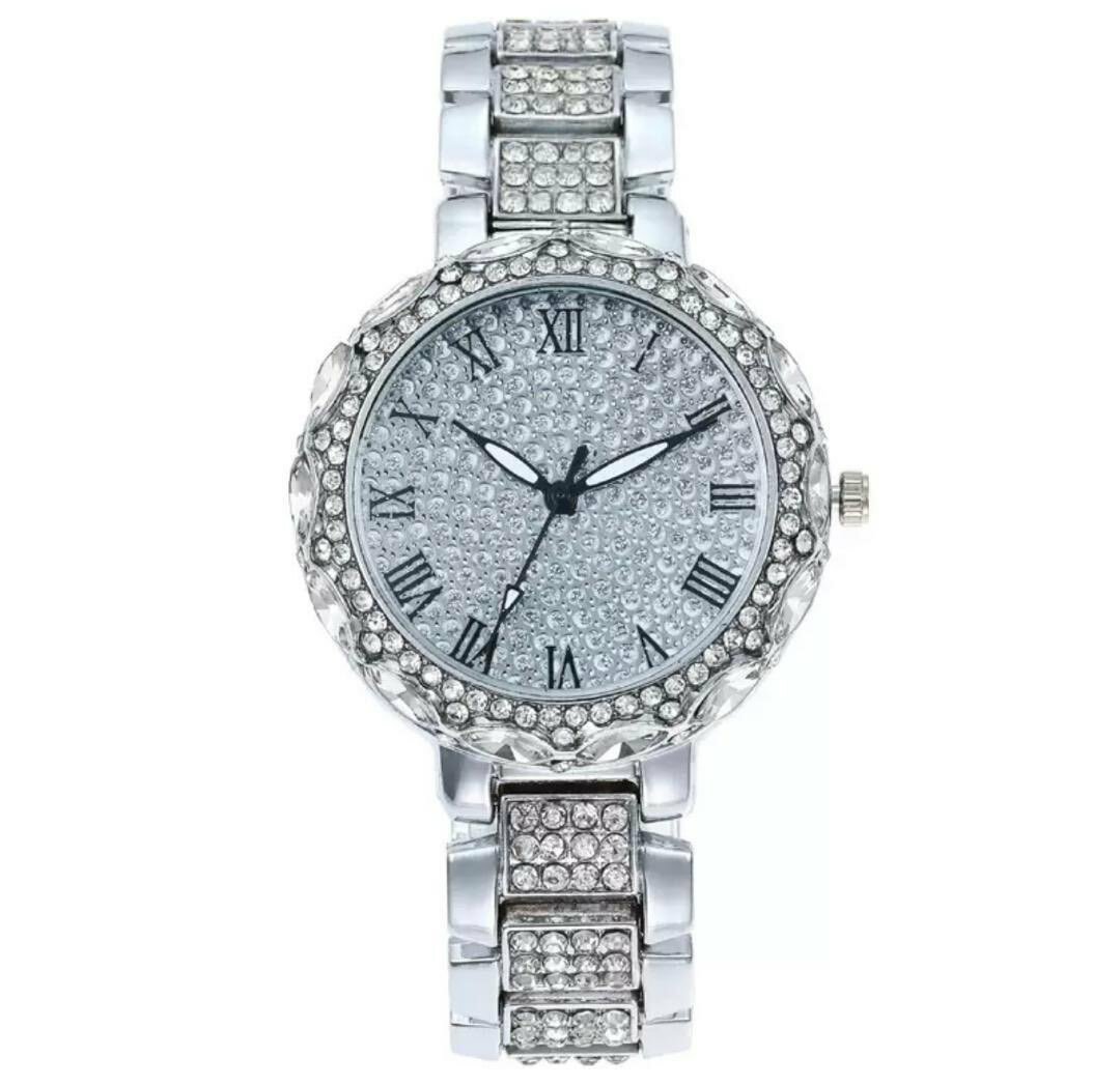 Silver glitter watch