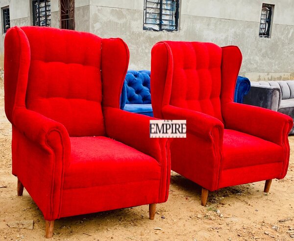 Armchair with bright red upholstery