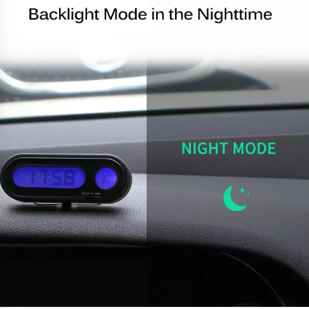 2 in 1 Fashion Car Digital Clock Vehicles Temperature Gauge with LED Backlight