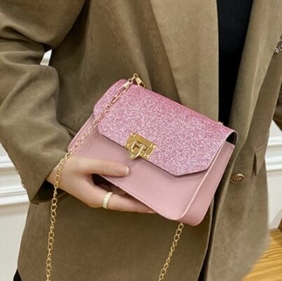 Sac à bandoulière pailleté rose