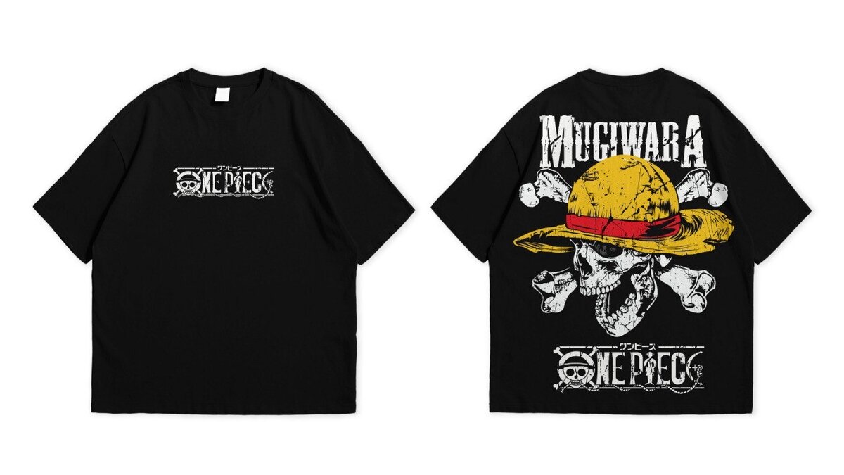 T-shirt One Piece Mugiwara homme noir