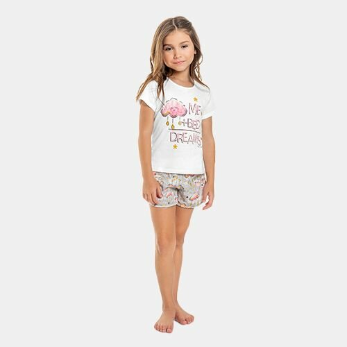Ensemble De Nuit T-Shirt Et Culotte - Rose/Blanc - Quimby