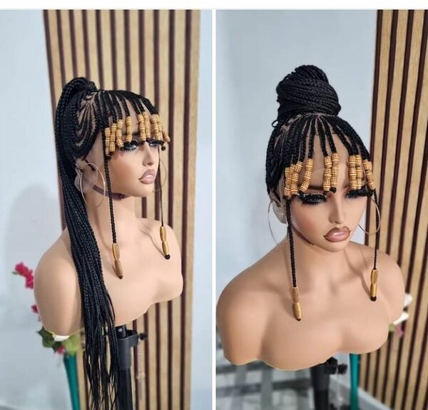 Chic perruque frange tendance avec perles