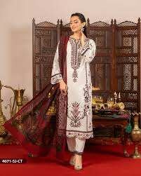 Cotton lawn three piece suit