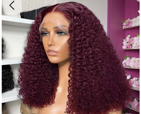 Perruque Bouclée Bordeaux Luxe