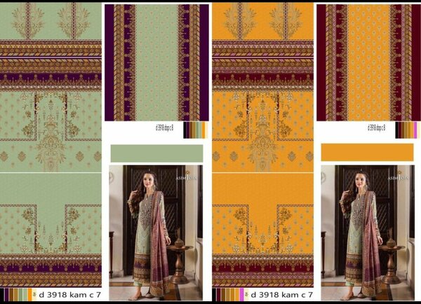 Lady's 3pc Lawn Unstich Suit