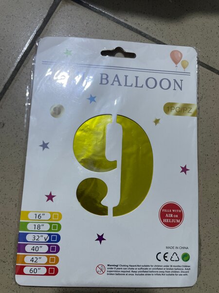 Ballon en aluminium chiffre 9