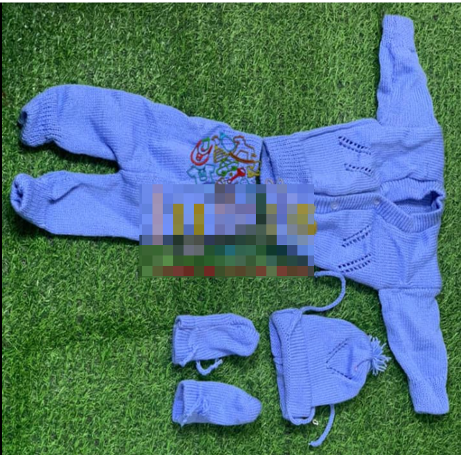 Knitted set for a newborn, blue