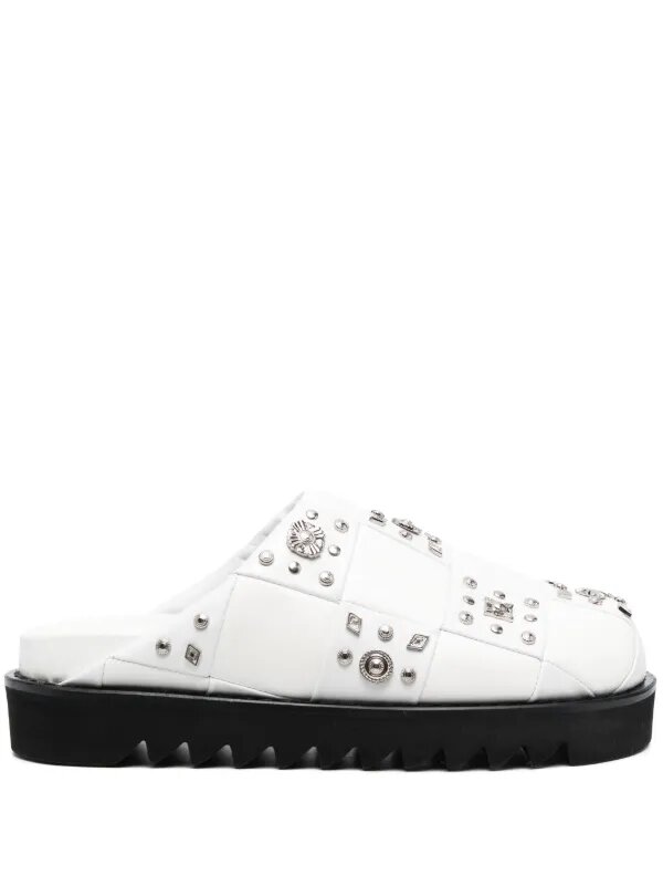 stud-embellished leather slippers