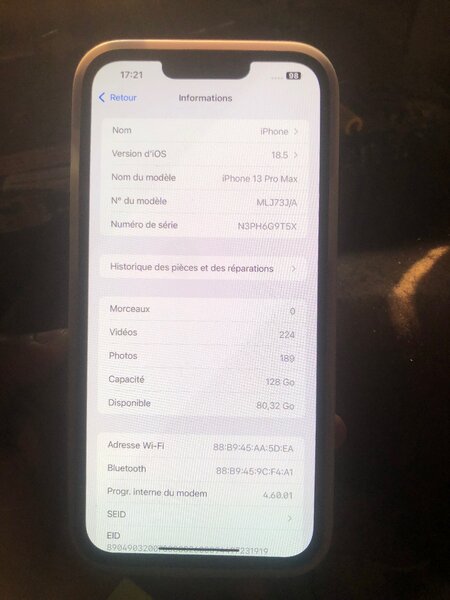 iPhone 13 Pro Max 128GB Argent