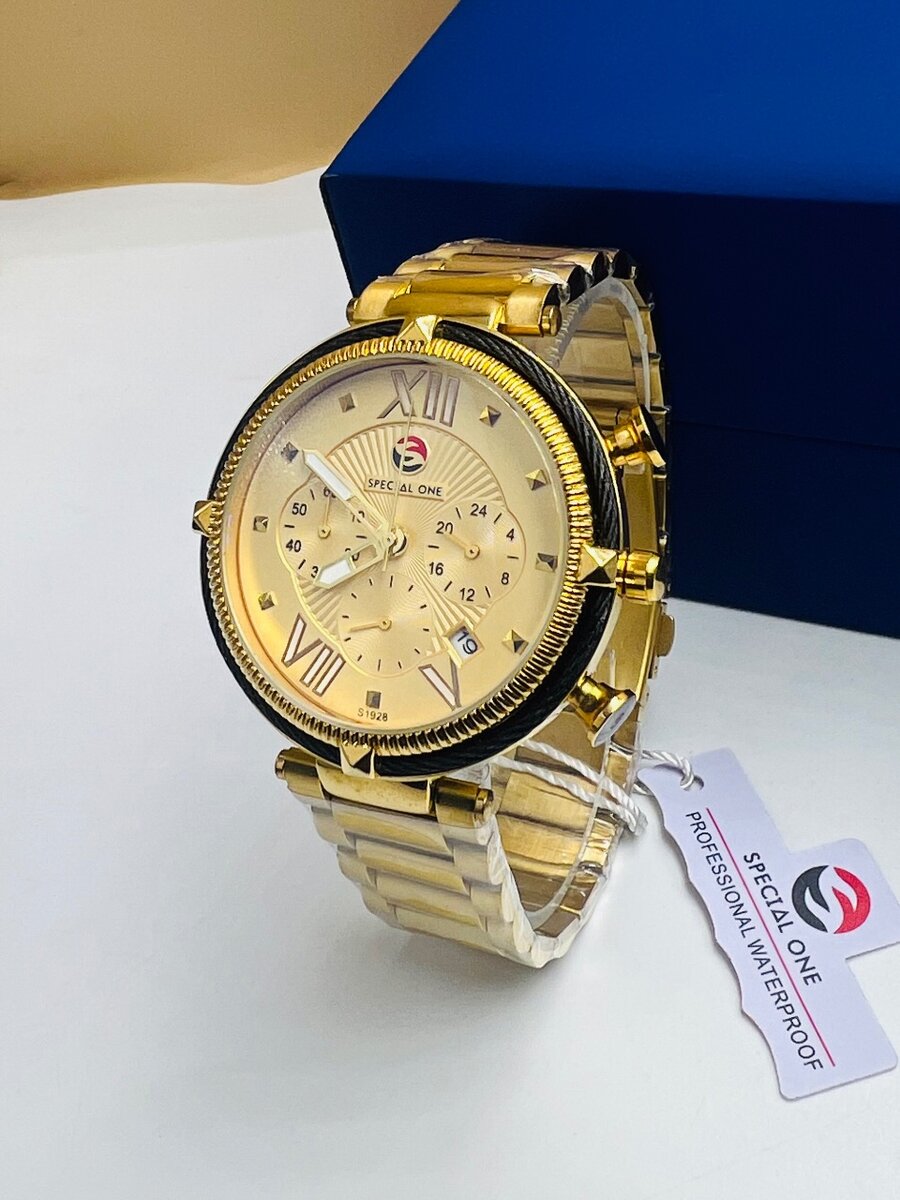 Montre bracelet dorée homme