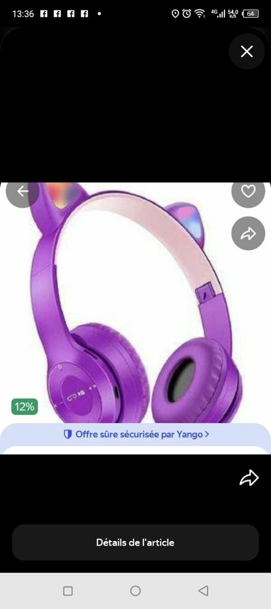 Casque Bluetooth oreilles de chat