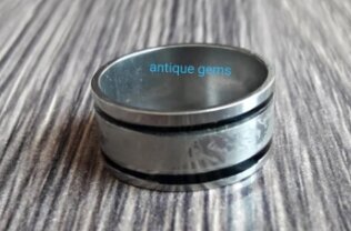 Best Qualtiy Silver black line print ring for men & boys