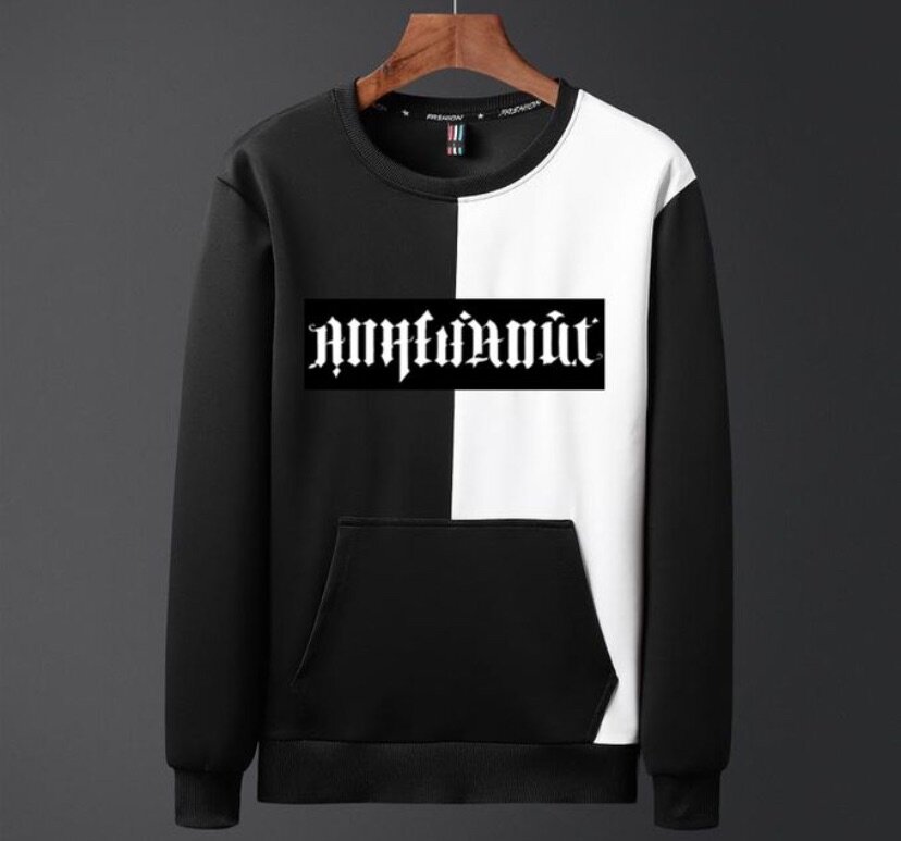 Men Tracksuit Set Jogger Sweatpants - Black/White