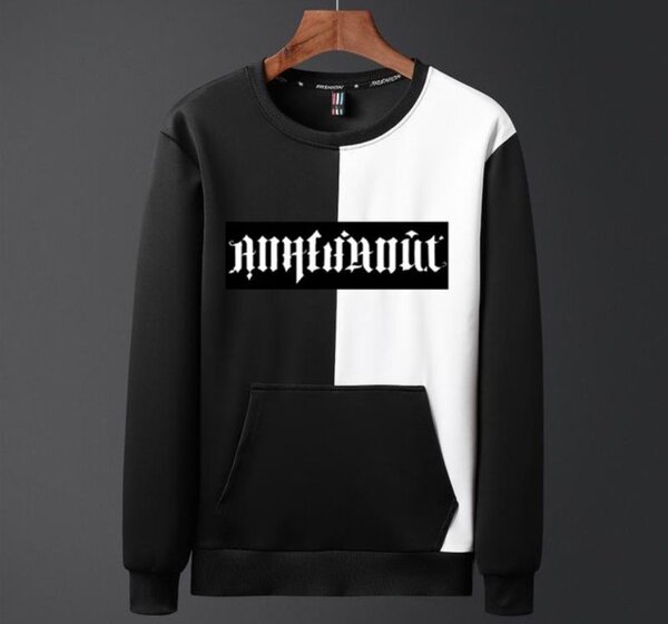 Men Tracksuit Set Jogger Sweatpants - Black/White