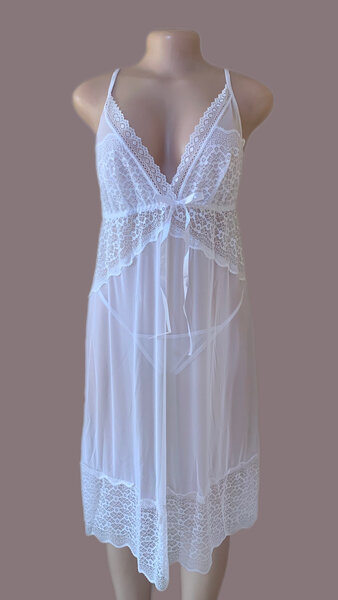 Nuisette blanche dentelle sexy