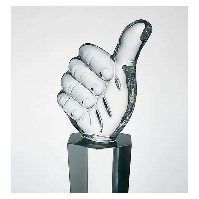 TROPHÉE EN POUCE  CRISTAL TRANSPARENT