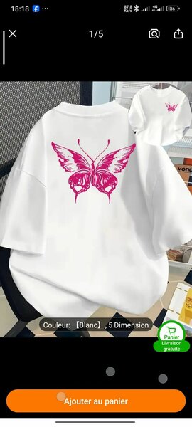 Sweatshirt blanc papillon rose