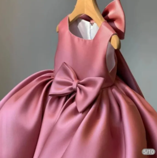 Girl Princess Dress Girl Wedding Dress Baby Bow Party Dresses Birthday ( Fabric Silk)