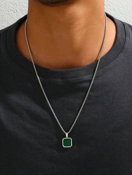 Collier Pendentif Argent et Vert