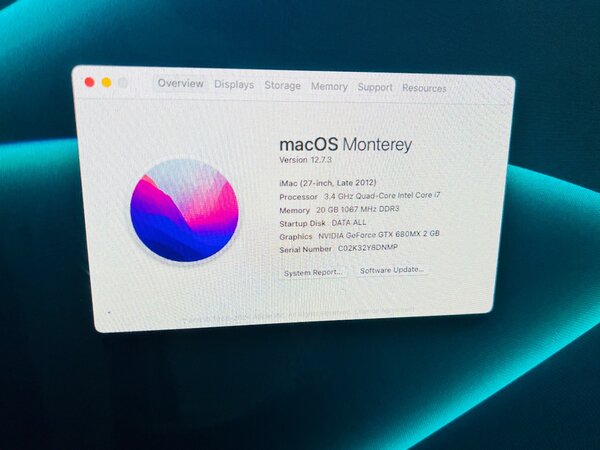 imac Late 2012 (27 inch) core i7 3.4Ghz