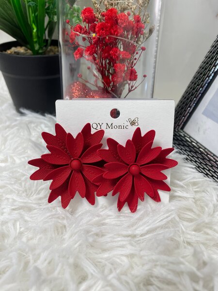 Boucles d'oreilles florales rouges