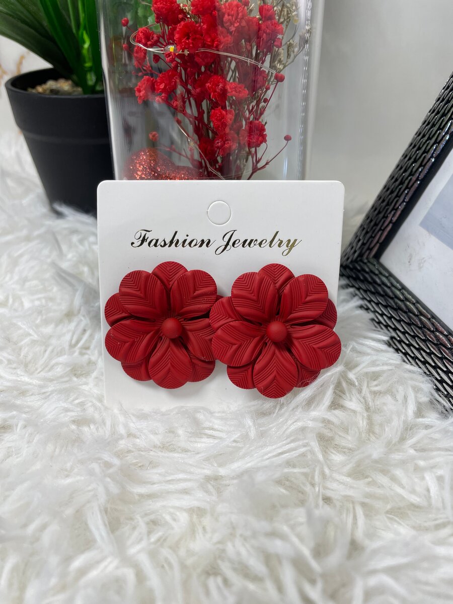 Boucles d'oreilles florales rouges
