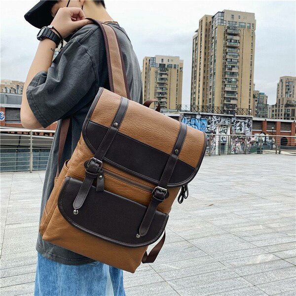 Quality leather travel laptop bag school backpack