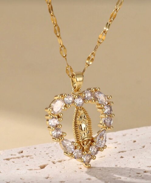 Collier Vierge Marie en Zircon