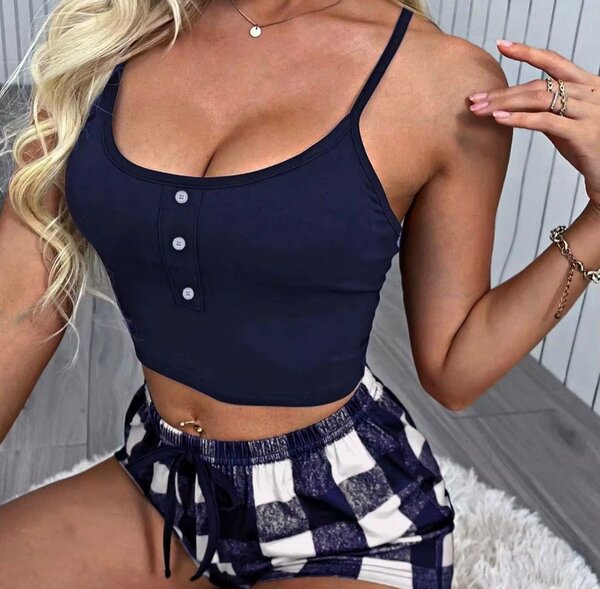 Ensemble pyjama carreaux femme