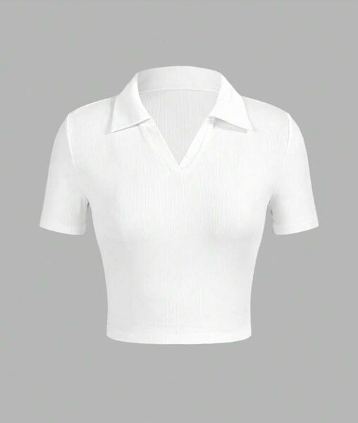 Top court col V femme