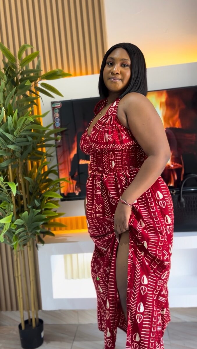 Robe longue ethnique rouge