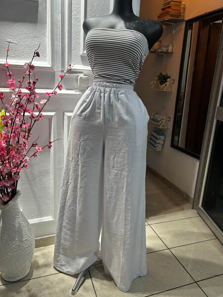 Pantalon large blanc femme