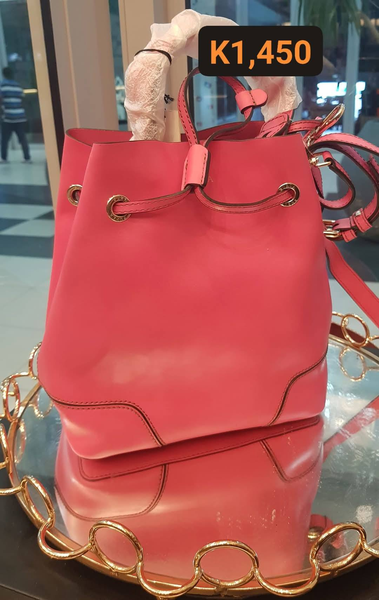 pink leather bag