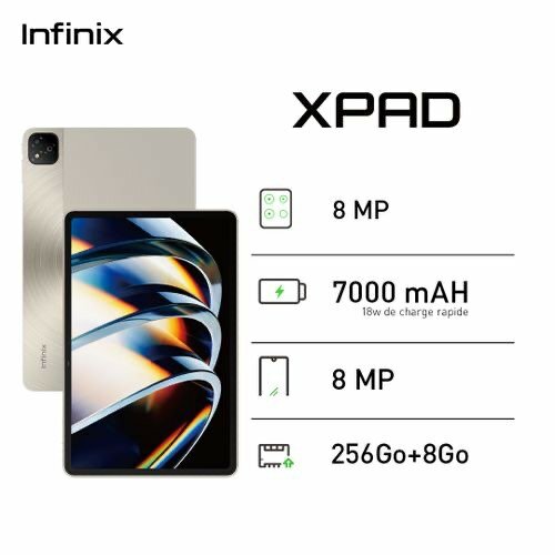Tablette Infinix XPAD - 256Go + 8Go - 8MP - 7000 MAh